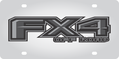 Ford FX4 Monochromatic Stainless Steel License Plate