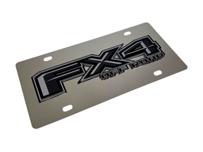 Ford FX4 Monochromatic Stainless Steel License Plate