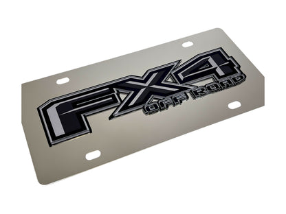 Ford FX4 Monochromatic Stainless Steel License Plate
