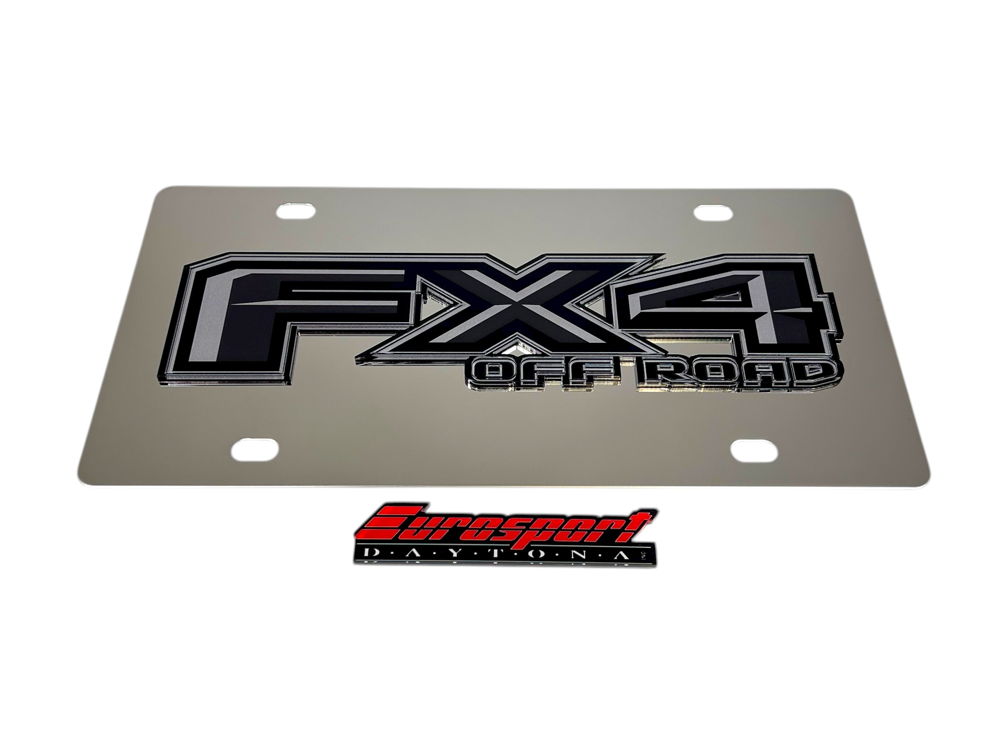 Ford FX4 Monochromatic Stainless Steel License Plate