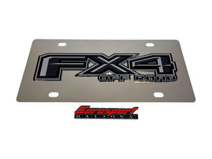 Ford FX4 Monochromatic Stainless Steel License Plate
