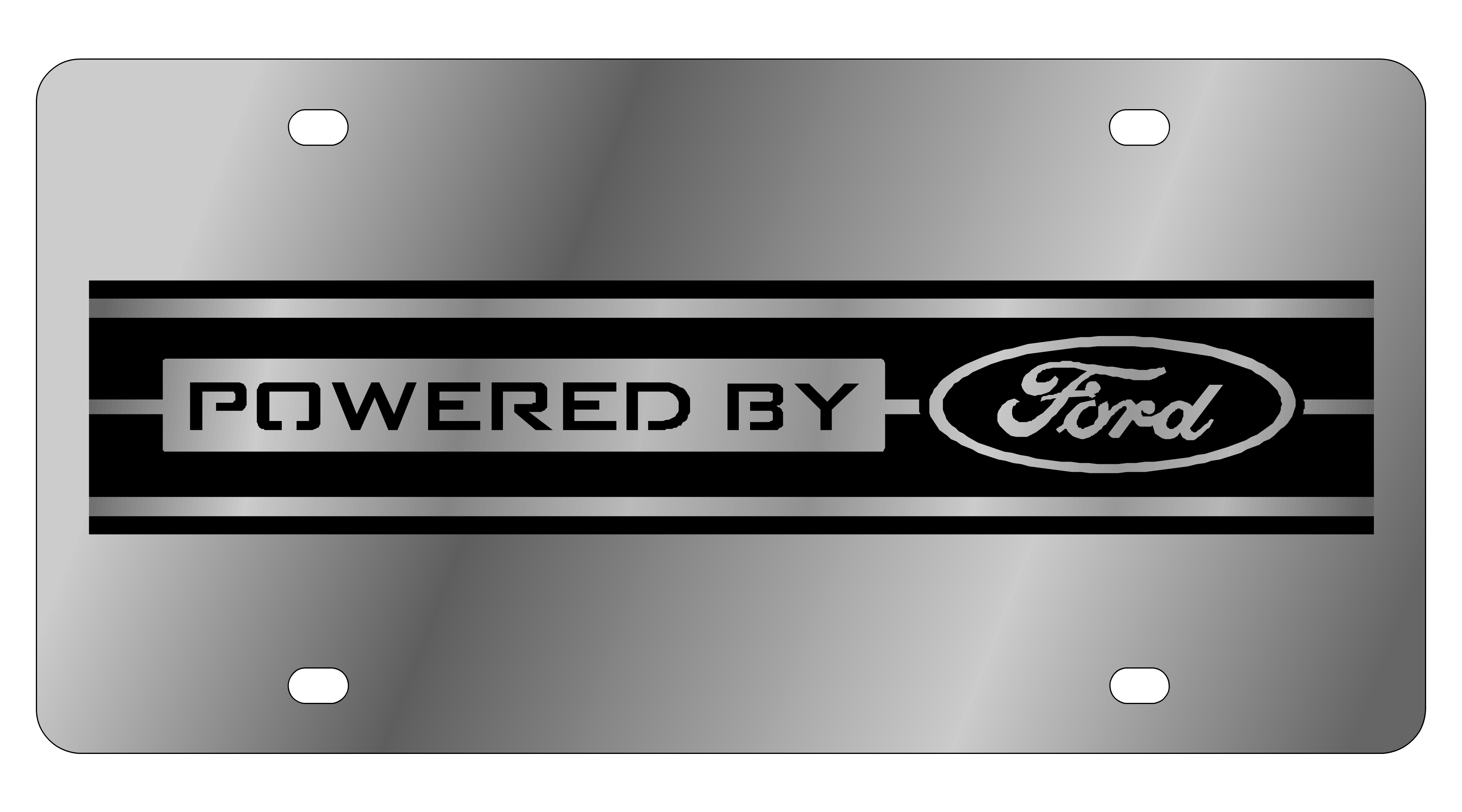 Powered By Ford Stainless Steel License Plate