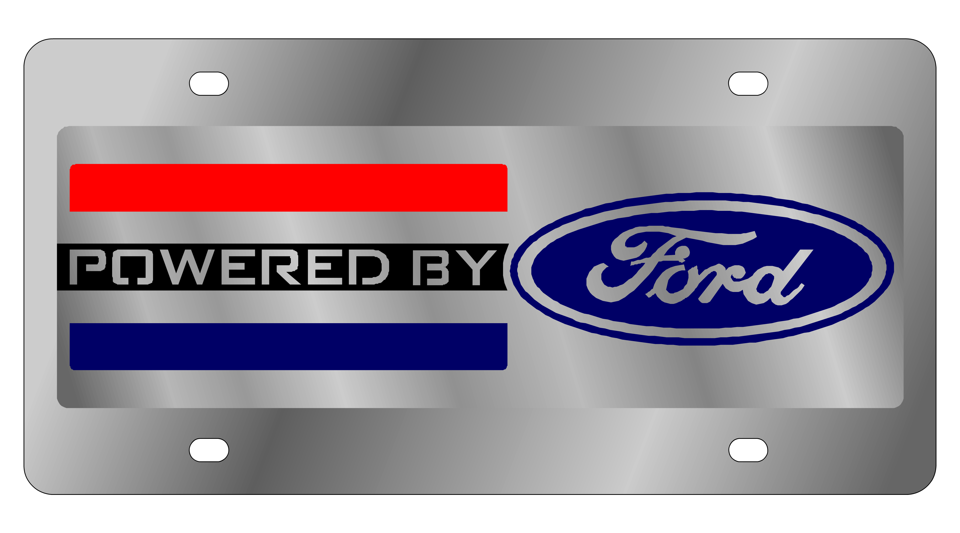 Powered By Ford Stainless Steel License Plate