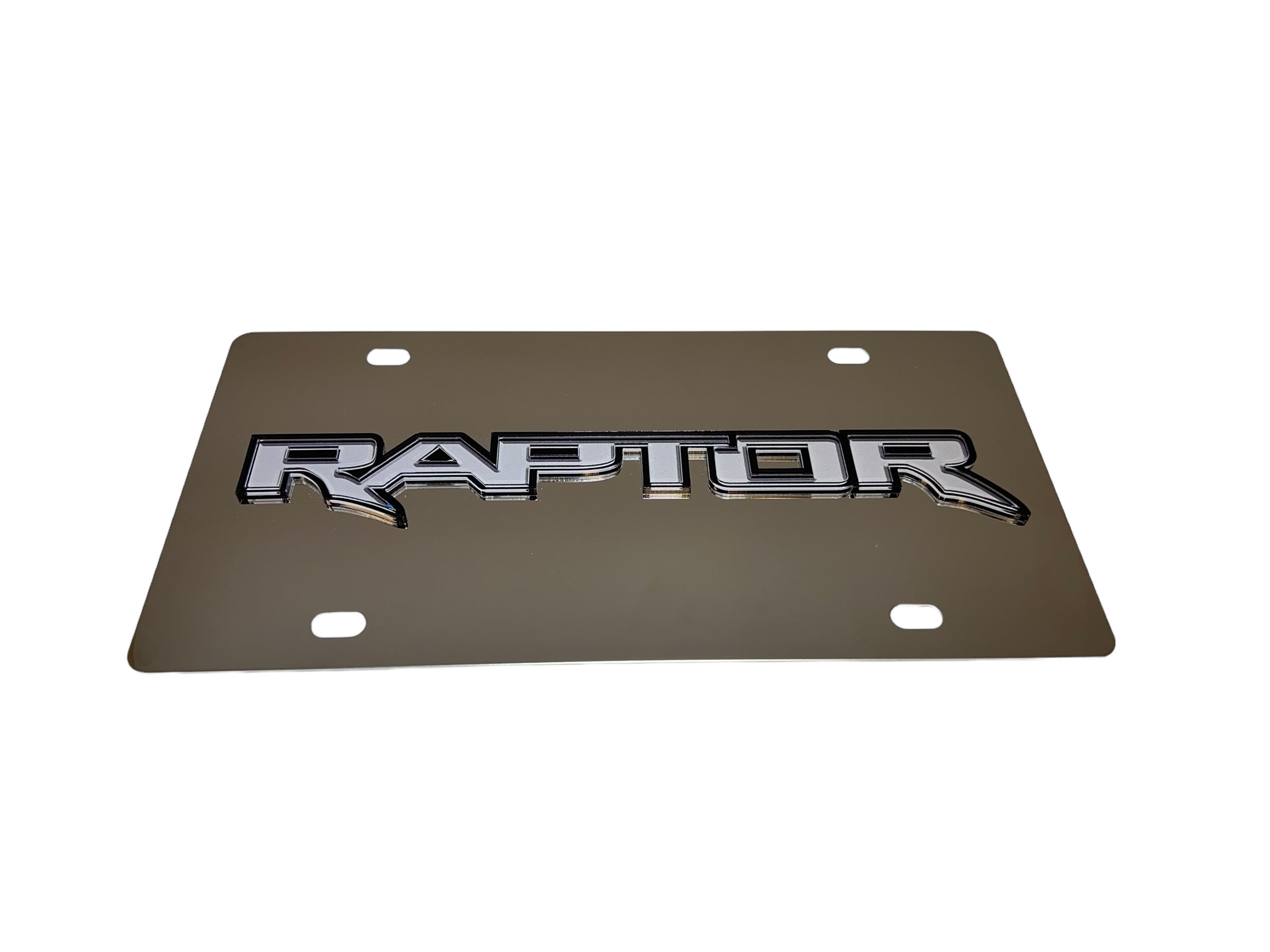 a metal plate with the word raptor on it