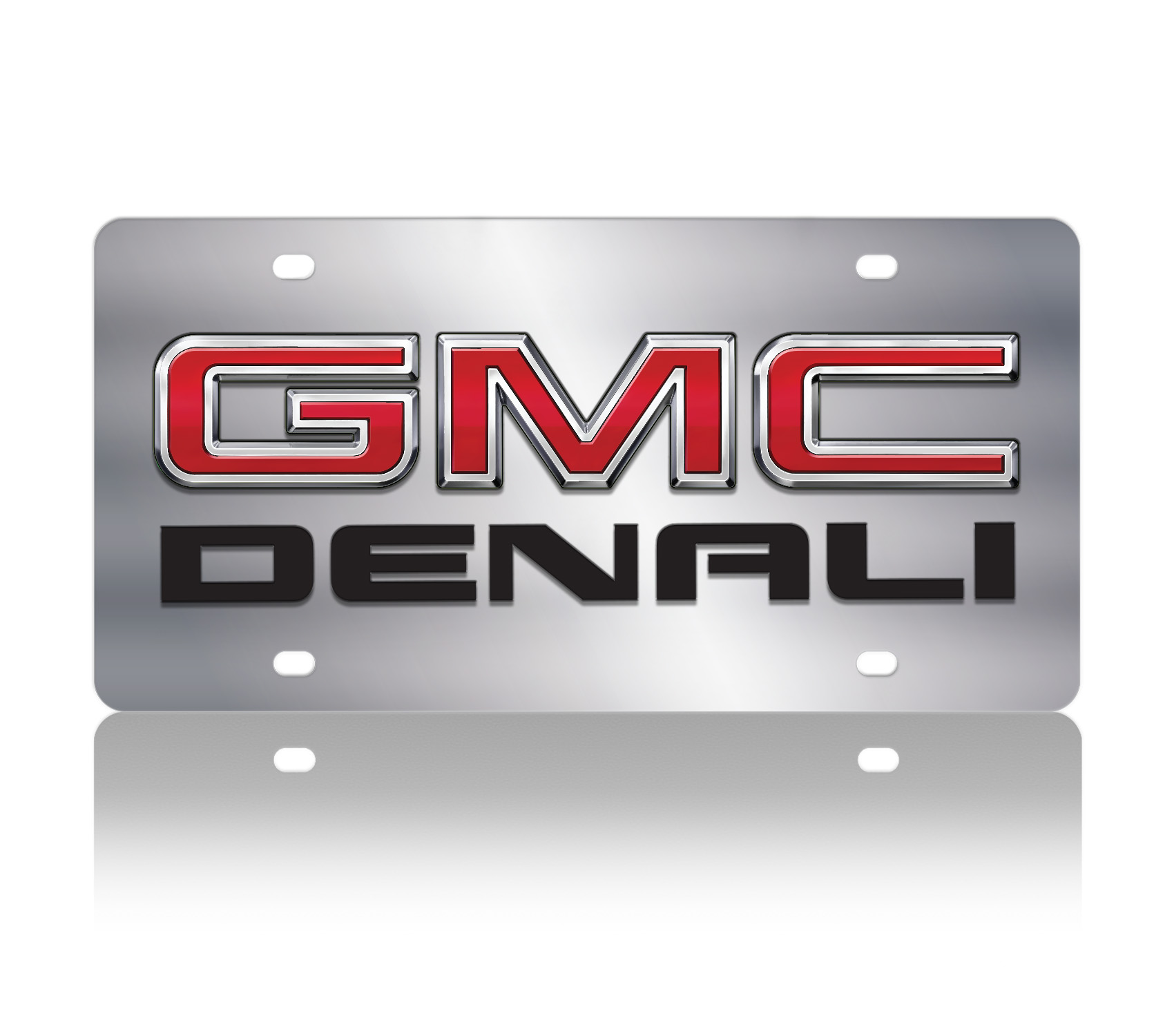 a metal license plate that says gmc denali