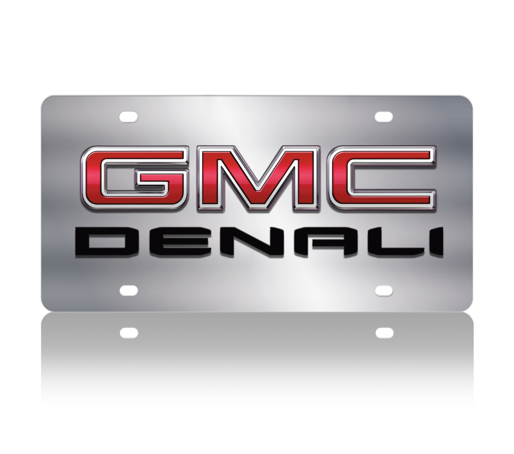 a metal license plate that says gmc denali