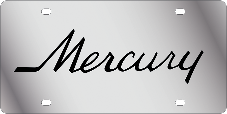 Retro Mercury Script Stainless Steel License Plate