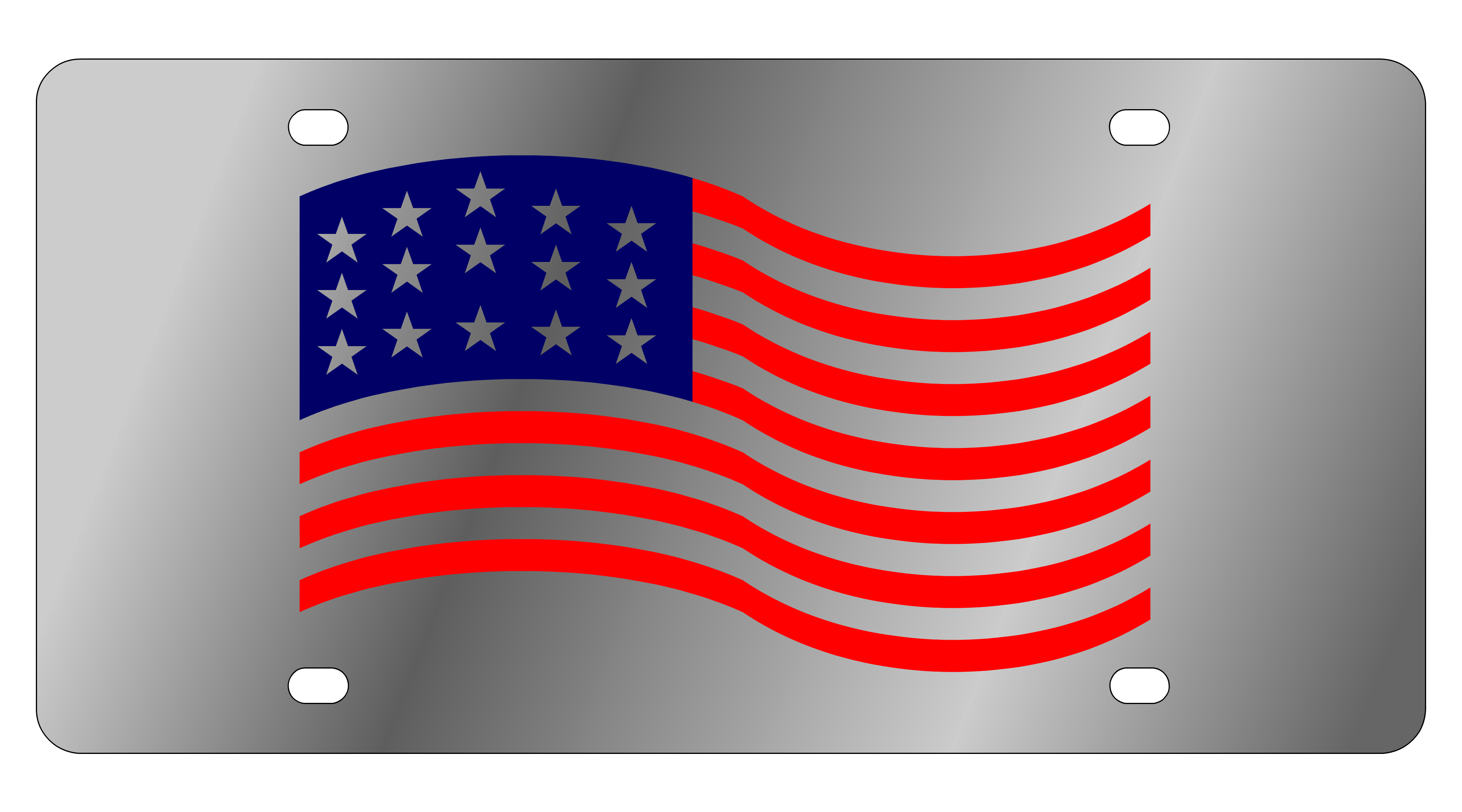 a metal license plate with the american flag on it