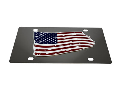 Distressed American Flag Stainless Steel License Plate