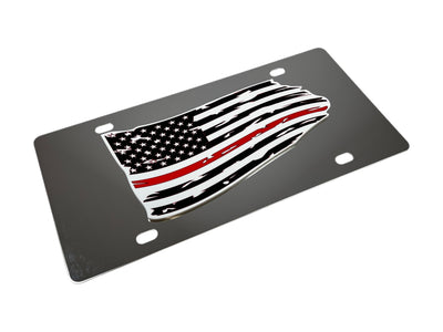 Distressed American Flag Stainless Steel License Plate