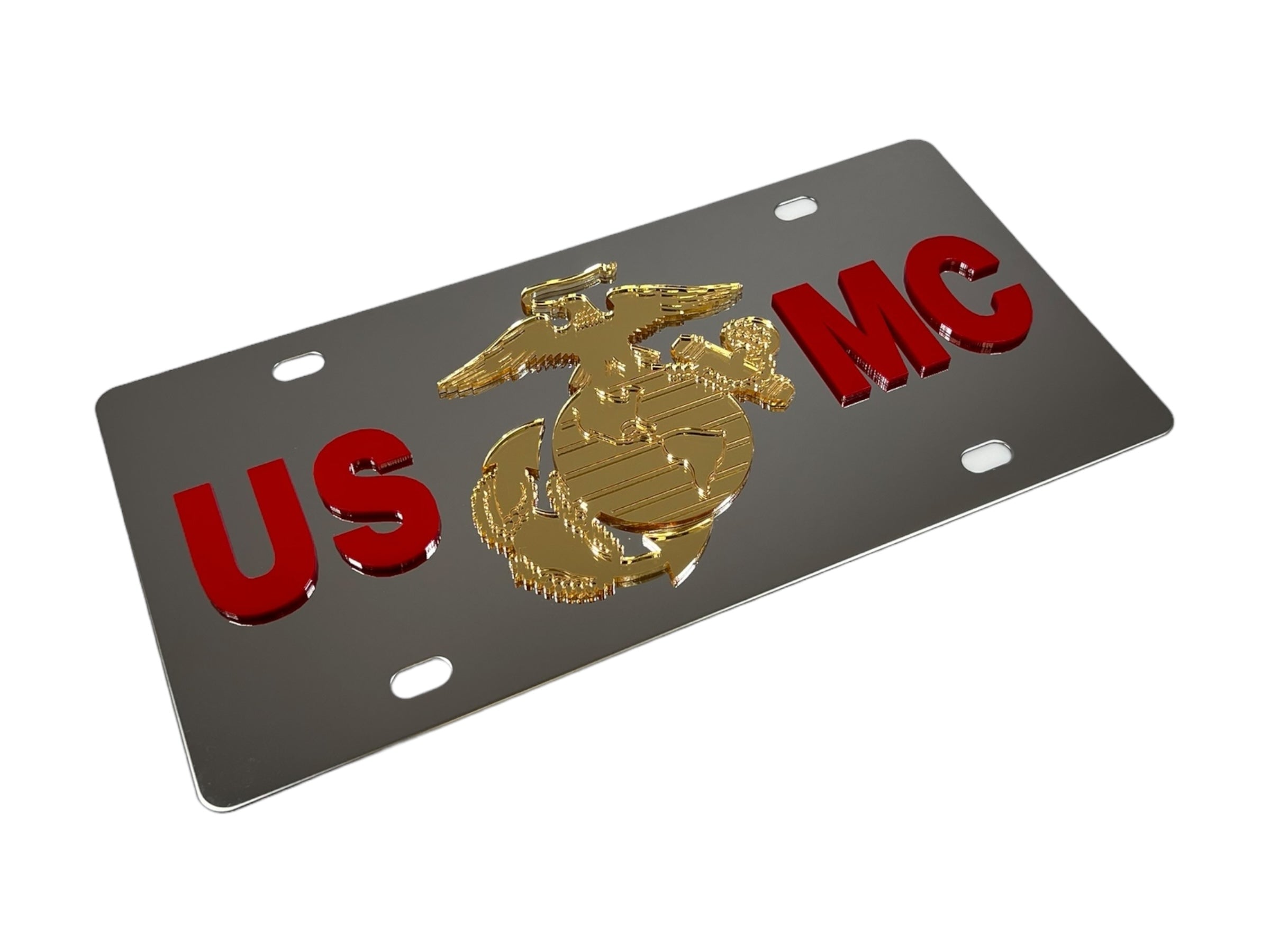 a license plate with a marine emblem on it