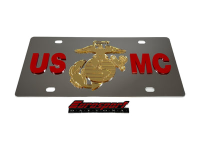 a license plate with a marine emblem on it