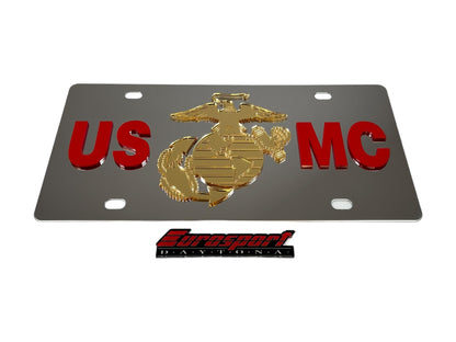 a license plate with a marine emblem on it