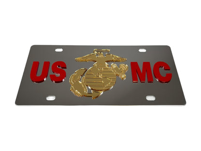 a license plate with a marine emblem on it