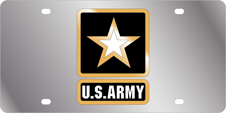 Army Badge With Star Stainless Steel License Plate