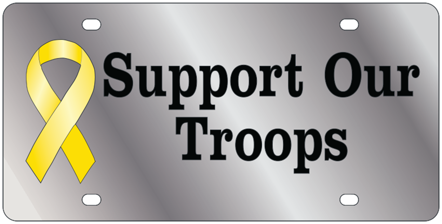 Support Our Troops Stainless Steel License Plate