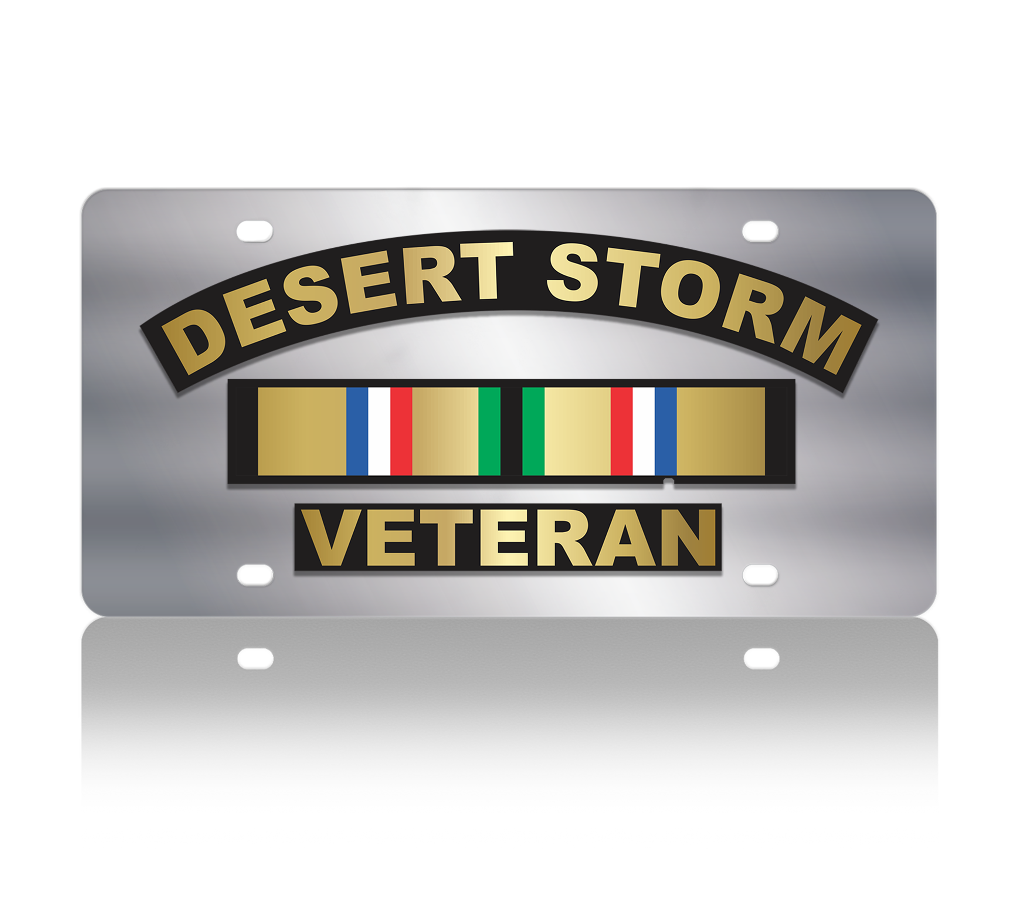 Desert Storm Veteran Stainless Steel License Plate