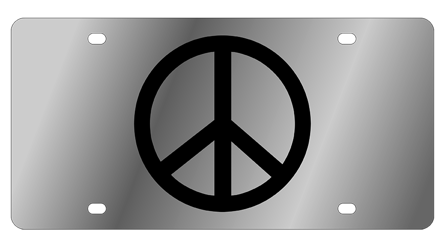 Peace Sign Stainless Steel License Plate