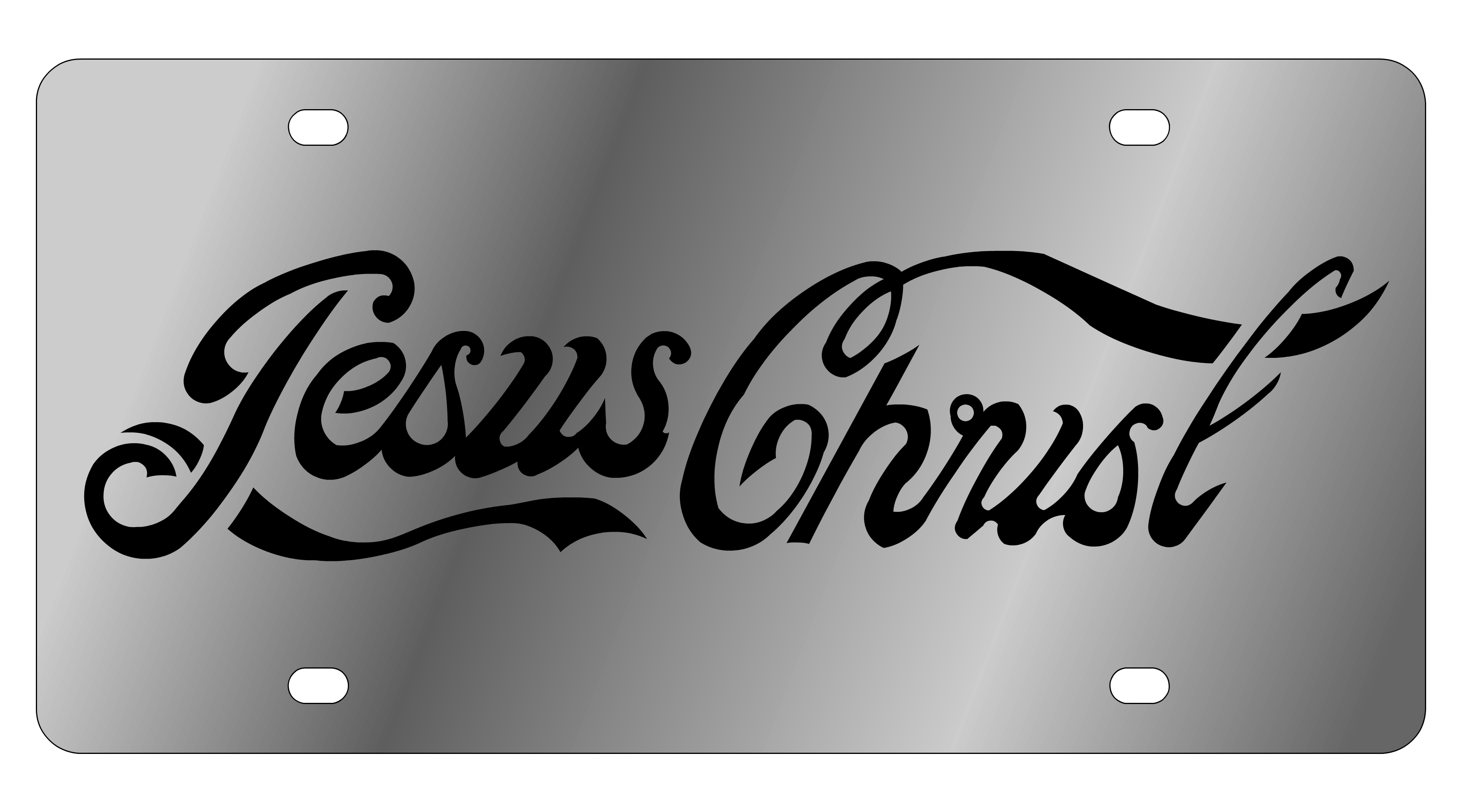 Jesus Christ Script Stainless Steel License Plate