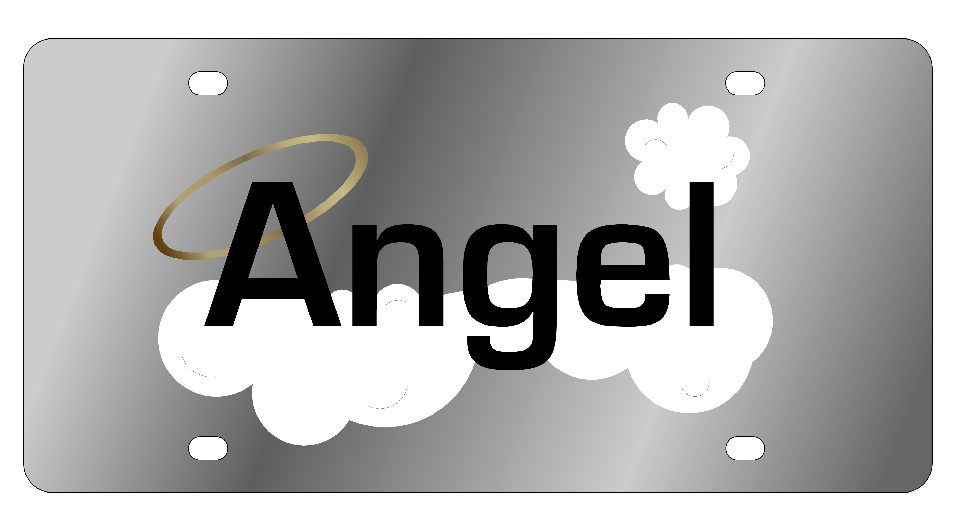 Angel Cloud & Halo Stainless Steel License Plate