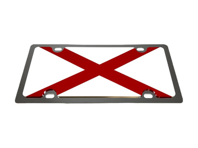 Alabama State Flag Stainless Steel License Plate