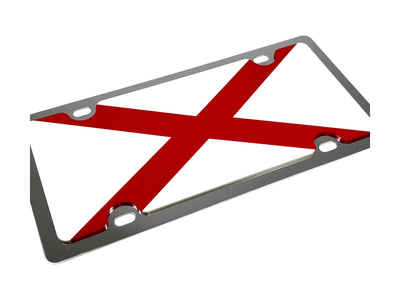 Alabama State Flag Stainless Steel License Plate