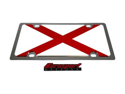 Alabama State Flag Stainless Steel License Plate