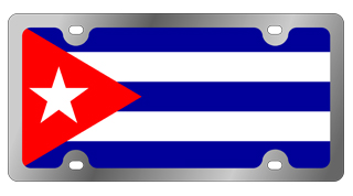 Cuba Flag Stainless Steel License Plate