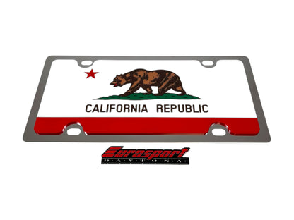 a license plate with a california flag on it