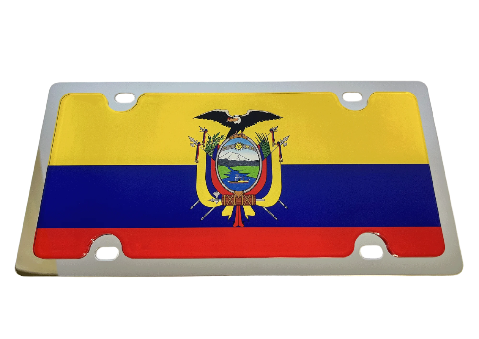 Ecuador Flag Stainless Steel License Plate