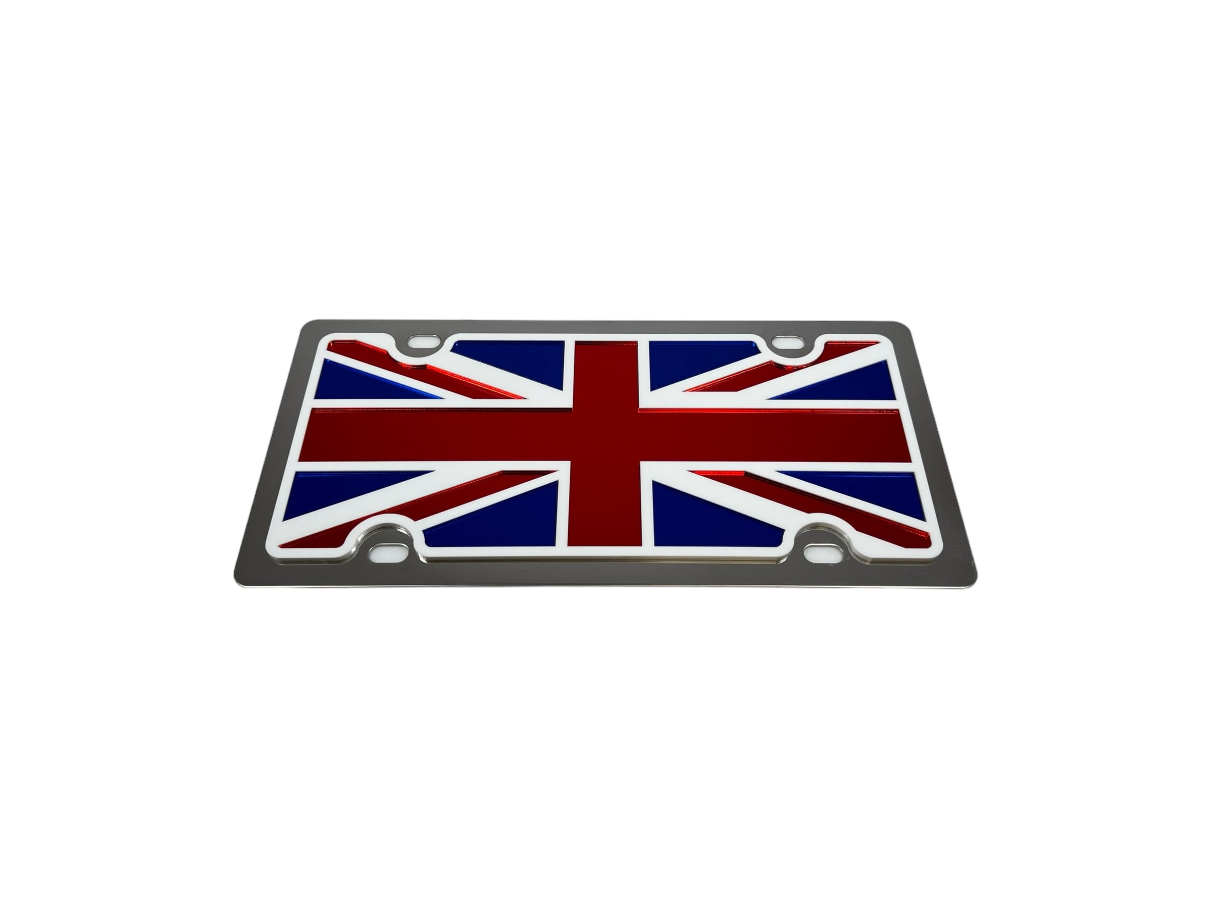 a metal plate with the british flag on it