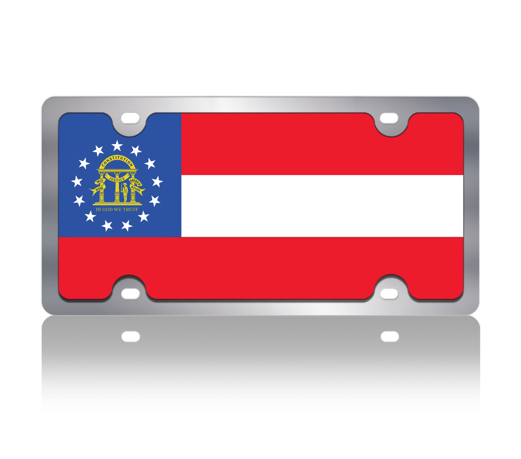 Georgia State Flag Stainless Steel License Plate