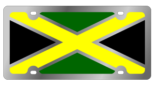 Jamaica Flag Stainless Steel License Plate