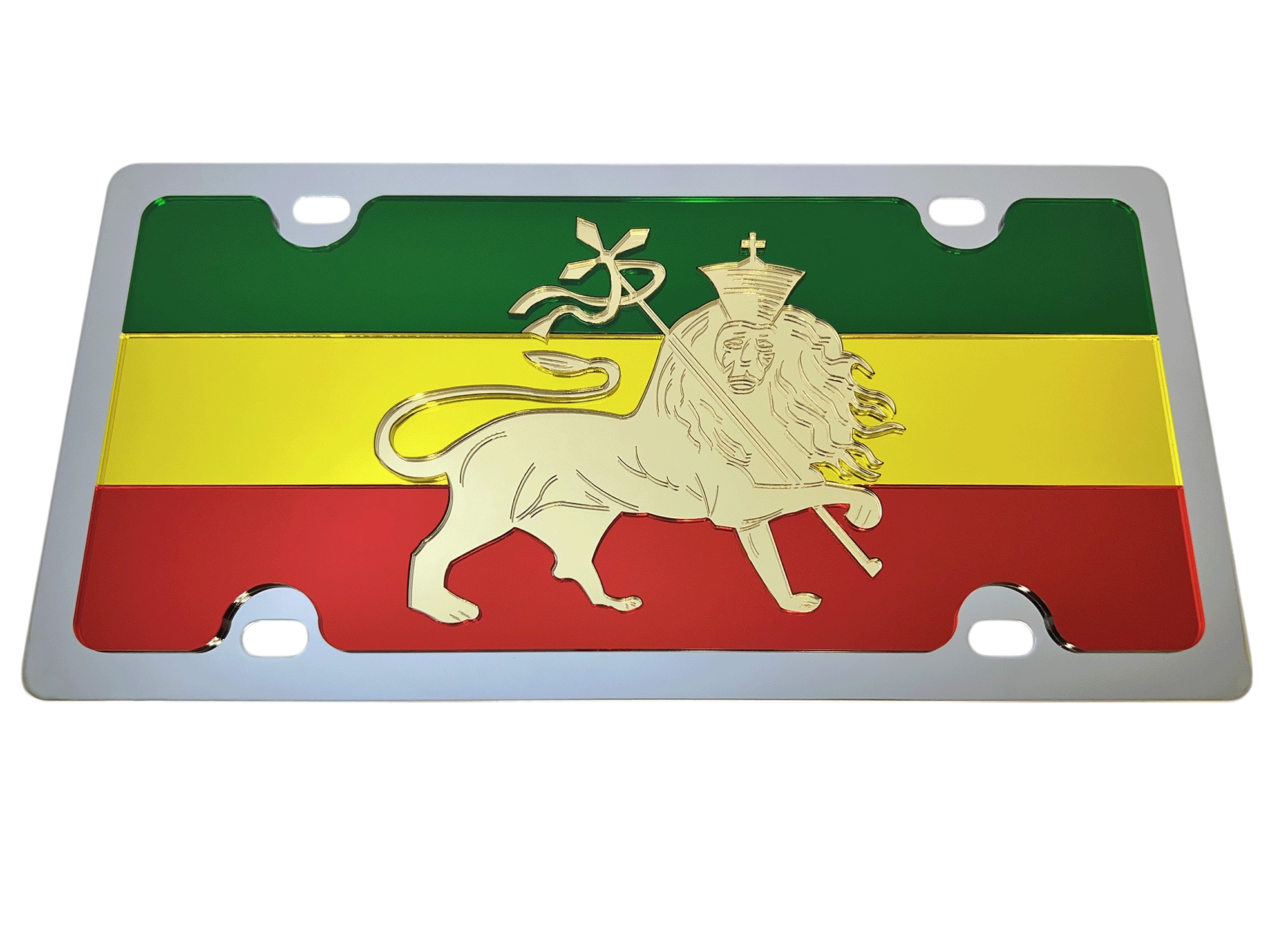 Lion Of Judah Flag Stainless Steel License Plate