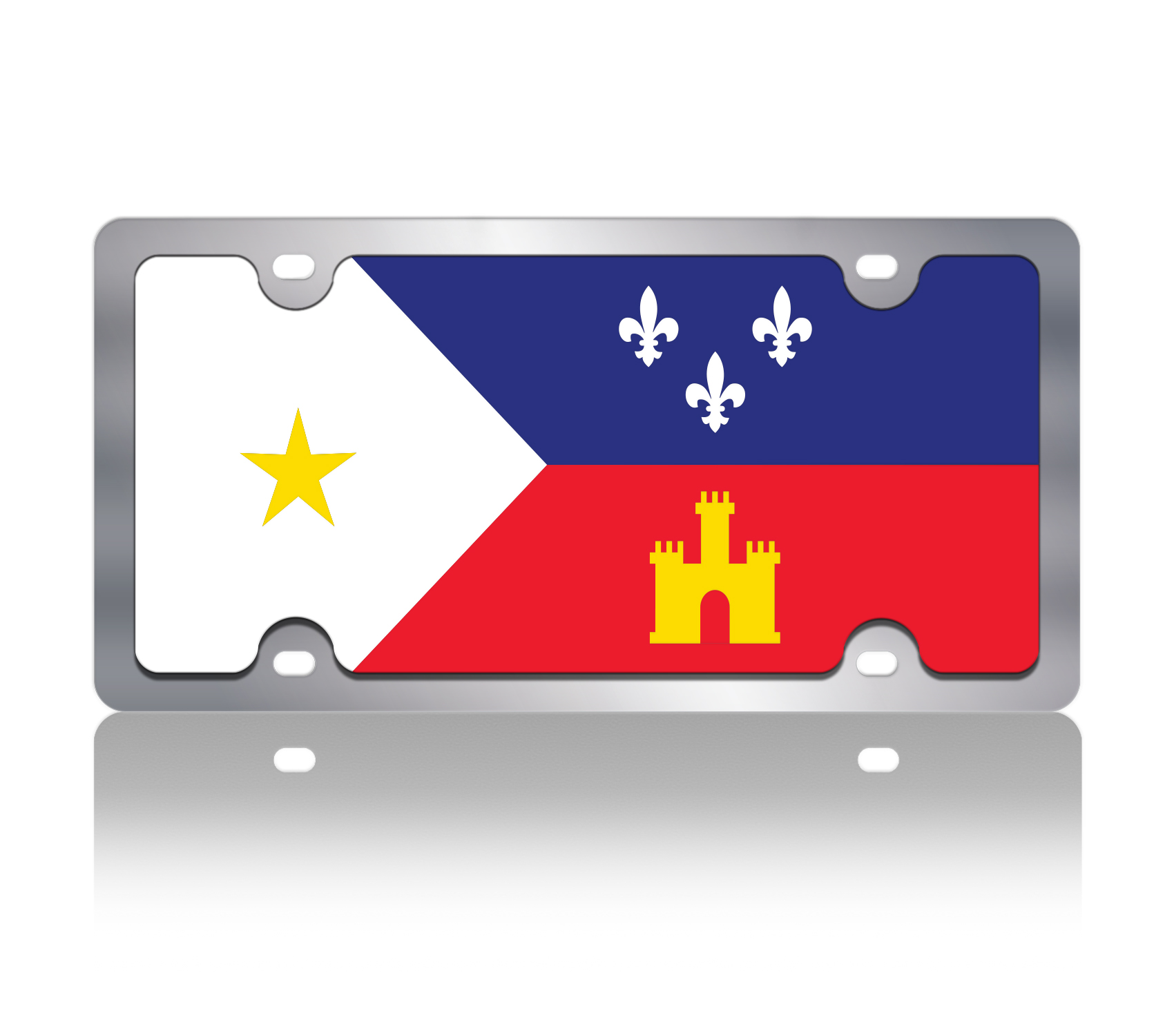 Acadiana Flag Stainless Steel License Plate