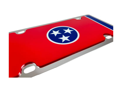 Tennessee State Flag Stainless Steel License Plate