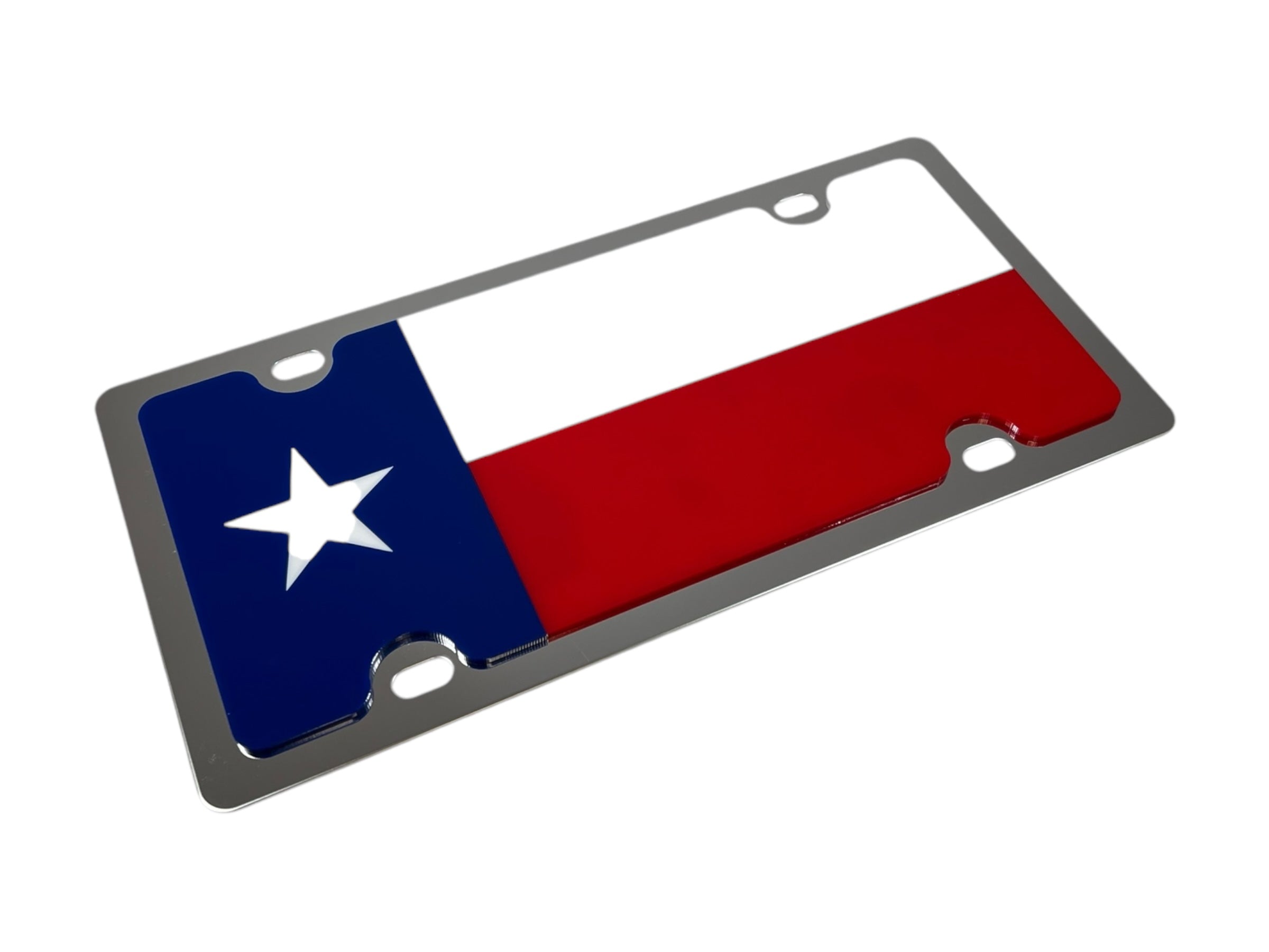 Texas State Flag Stainless Steel License Plate