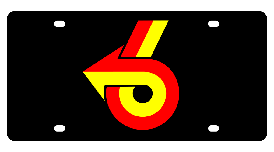 a black and yellow logo with the letter d