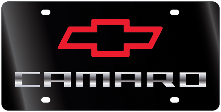 a black and red sign with the word camaro on it