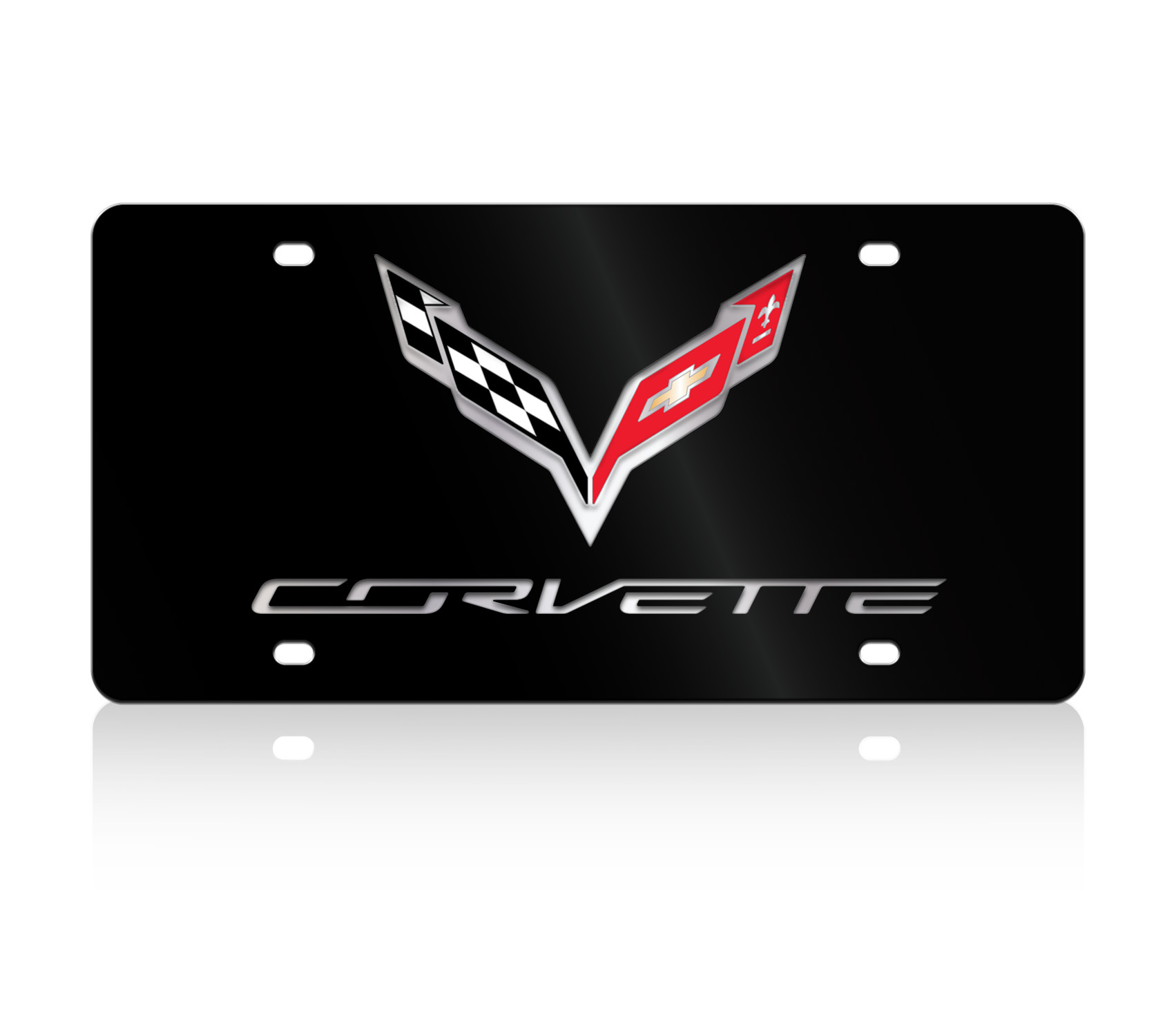 a corvette license plate with the corvette logo on it