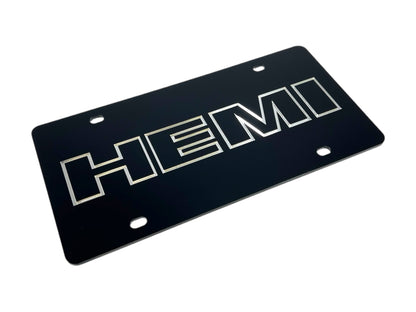 a metal license plate with the word hem on it