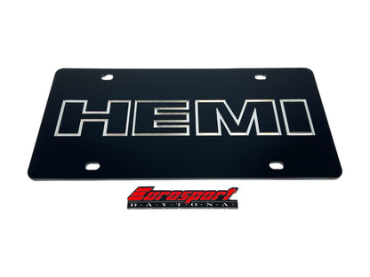 a black license plate with the word hemd on it