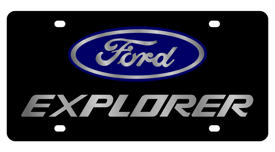 a ford logo and the word explorer on a black background