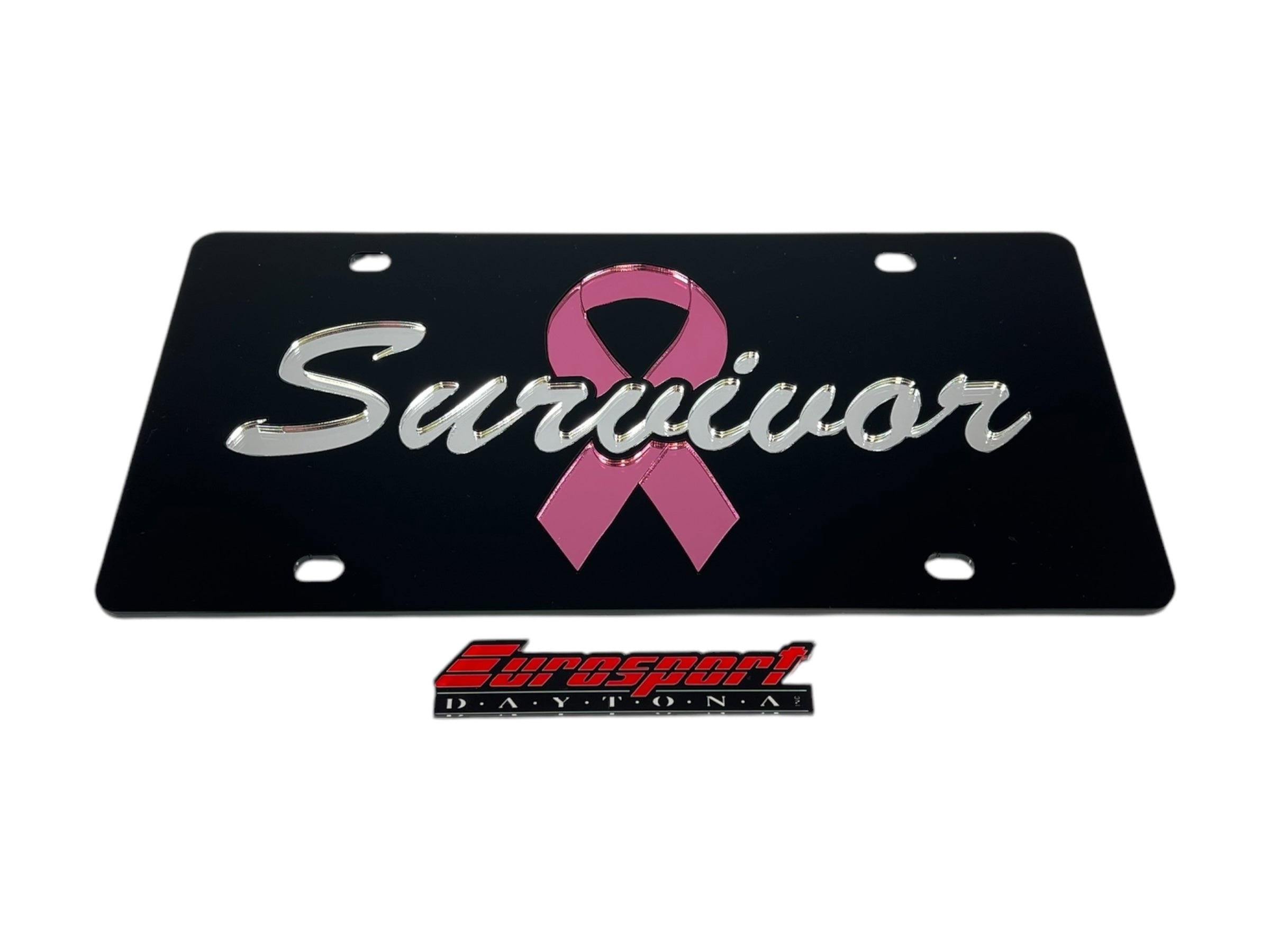 Breast Cancer Survivor Pink Ribbon Acrylic License Plate