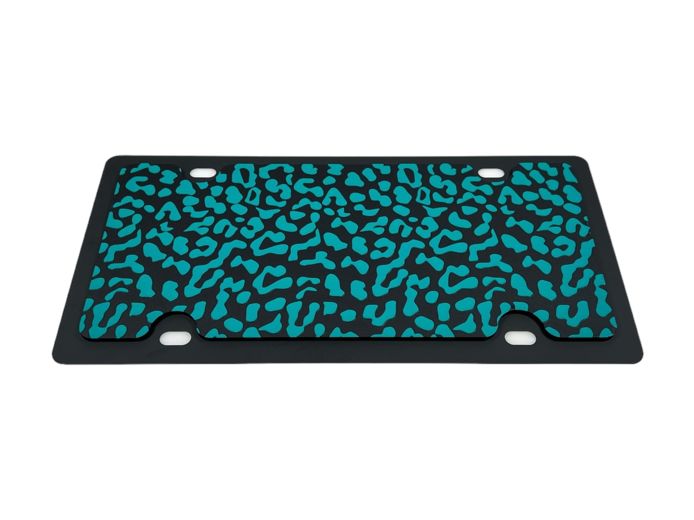 a blue and black leopard print cutting board