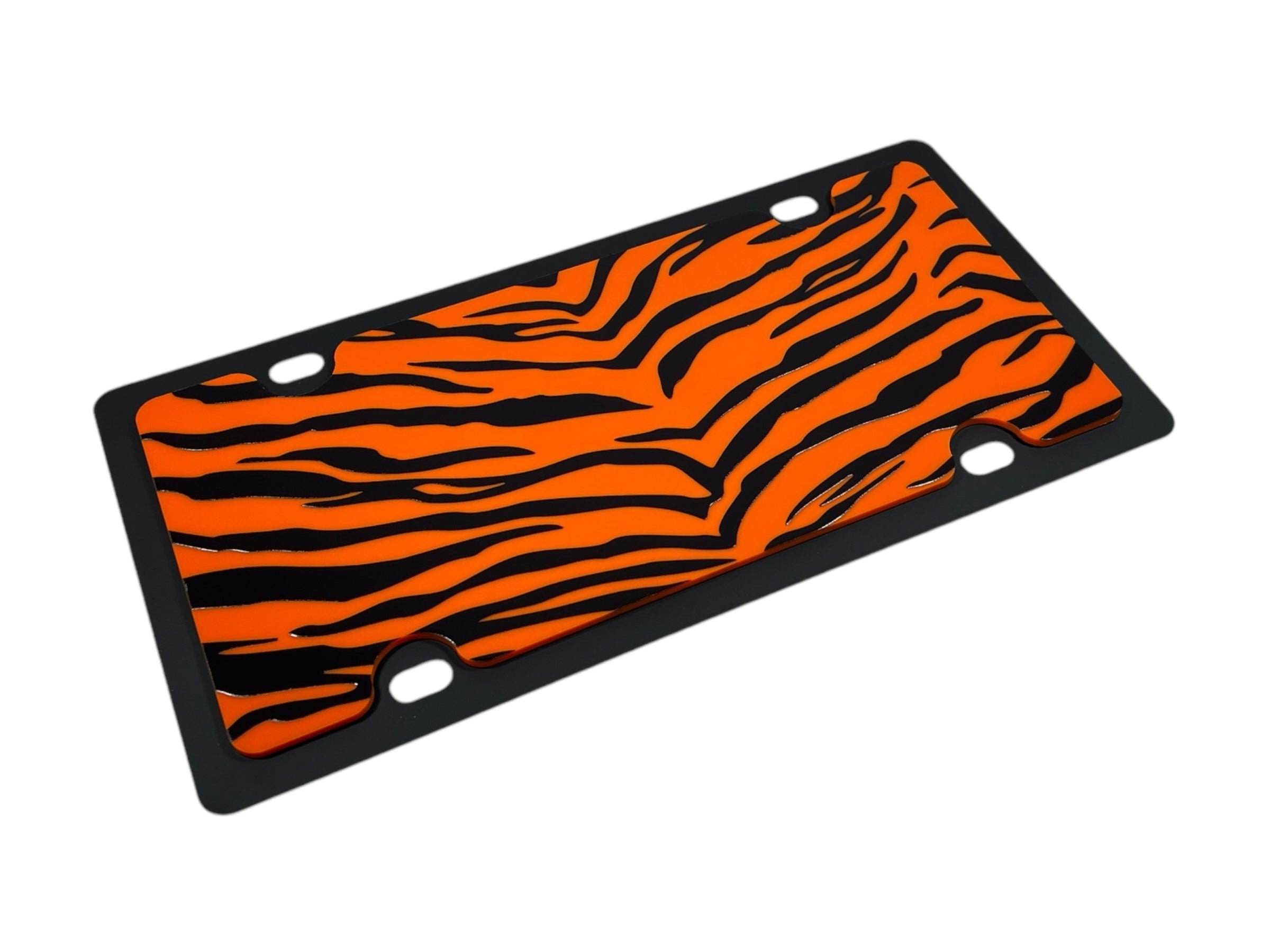 Tiger Print Carbon Steel License Plate