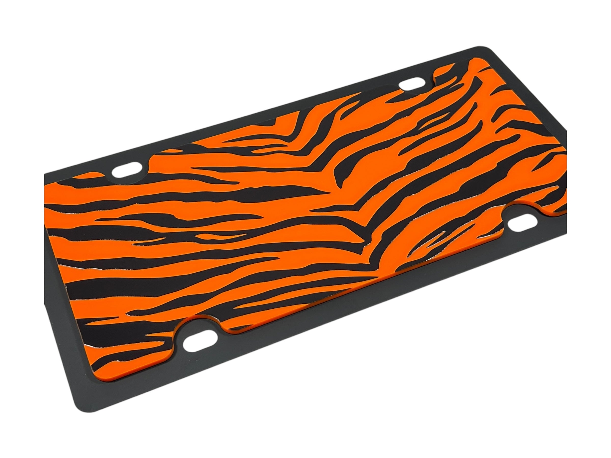 Tiger Print Carbon Steel License Plate