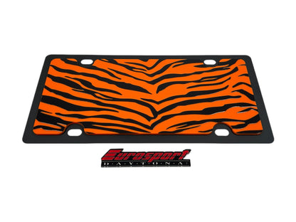 Tiger Print Carbon Steel License Plate