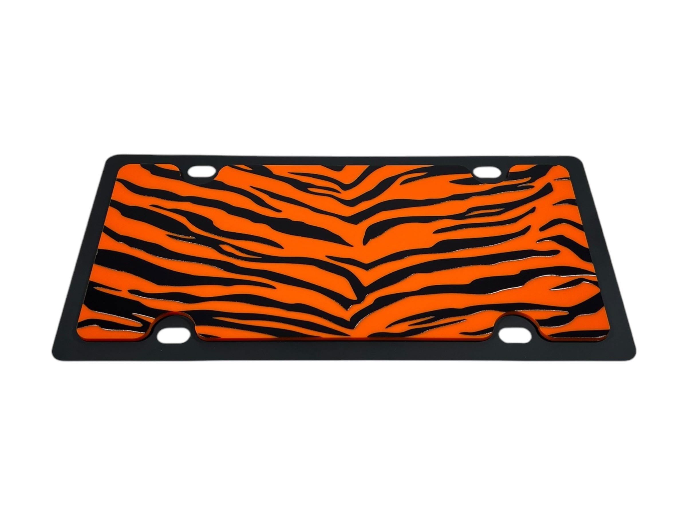 Tiger Print Carbon Steel License Plate