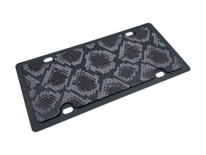 Blacked Out Python Print Carbon Steel License Plate